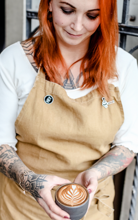 Naemi with a nice cup of coffee